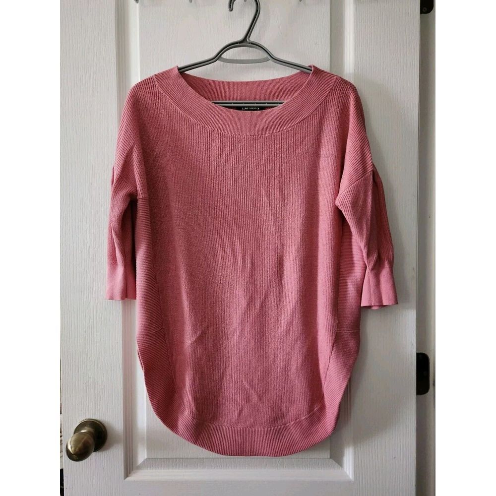 Express Womens Pink Round Neck Solid 3/4 Sleeve Sweater Top Size XS